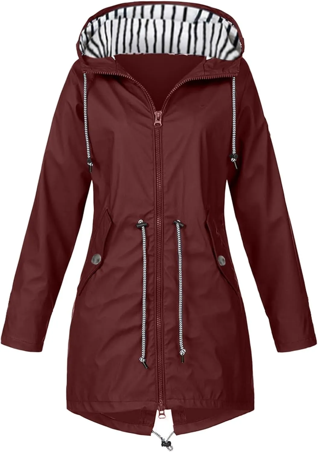 Lady Single Breasted Classic Long Trench Coat with Hooded Slim Casual Waterproof Outfits Waist Women's Anoraks 2023