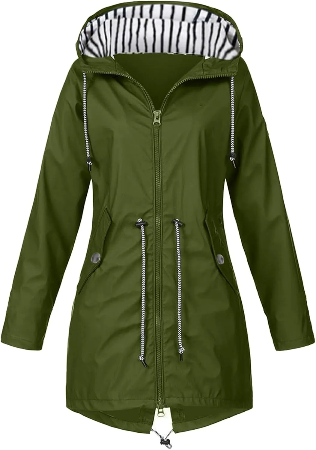 Lady Single Breasted Classic Long Trench Coat with Hooded Slim Casual Waterproof Outfits Waist Women's Anoraks 2023