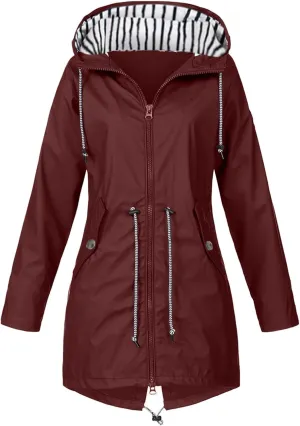 Lady Single Breasted Classic Long Trench Coat with Hooded Slim Casual Waterproof Outfits Waist Women's Anoraks 2023