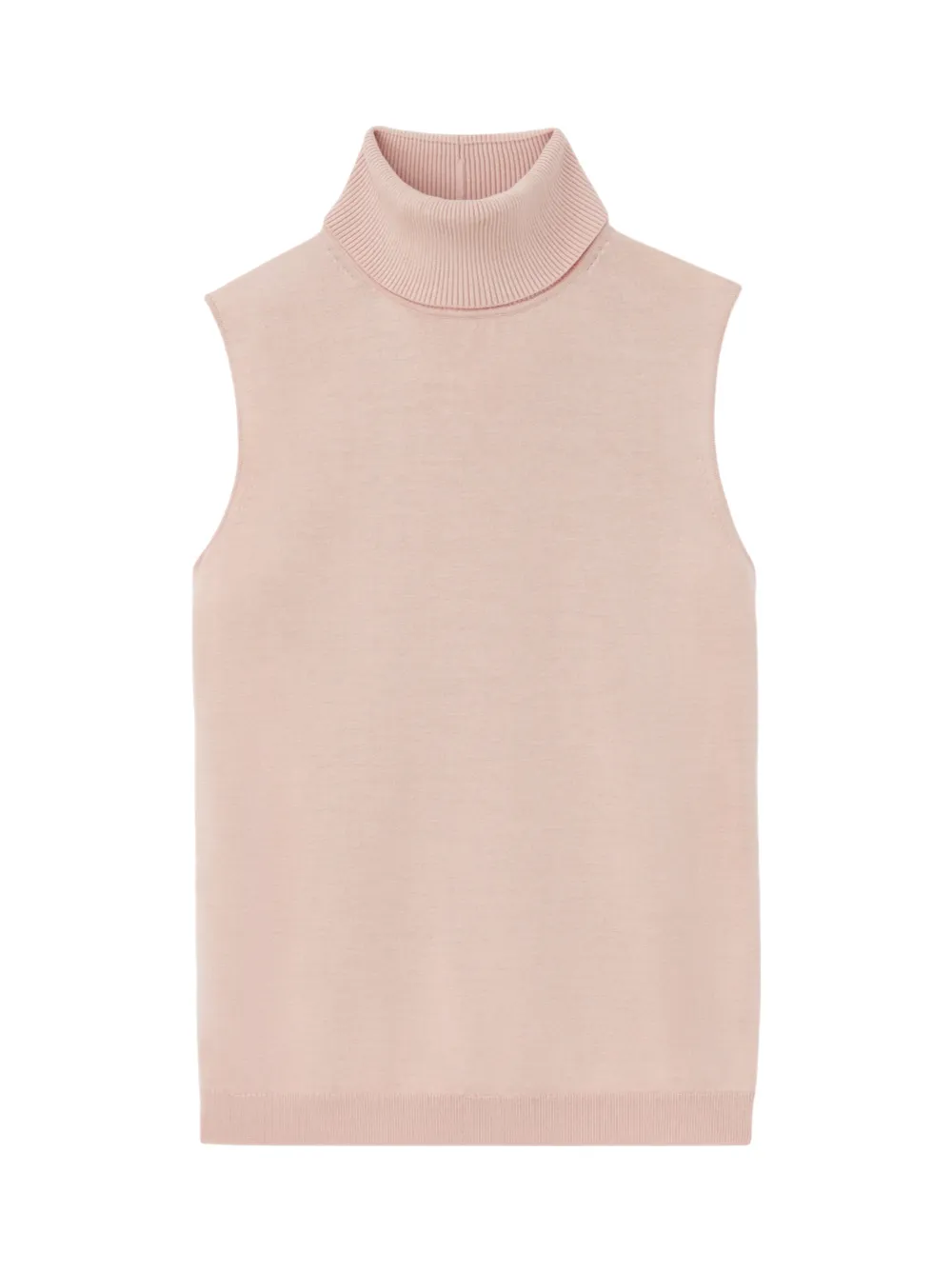 Lafayette 148 Matte Crepe Sleeveless Turtleneck in Buff Pink
