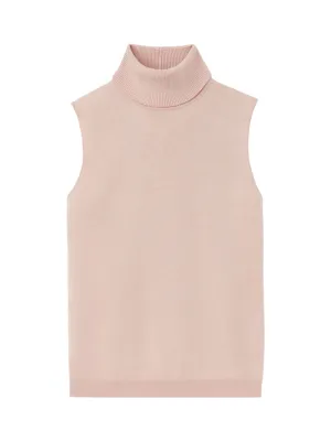 Lafayette 148 Matte Crepe Sleeveless Turtleneck in Buff Pink