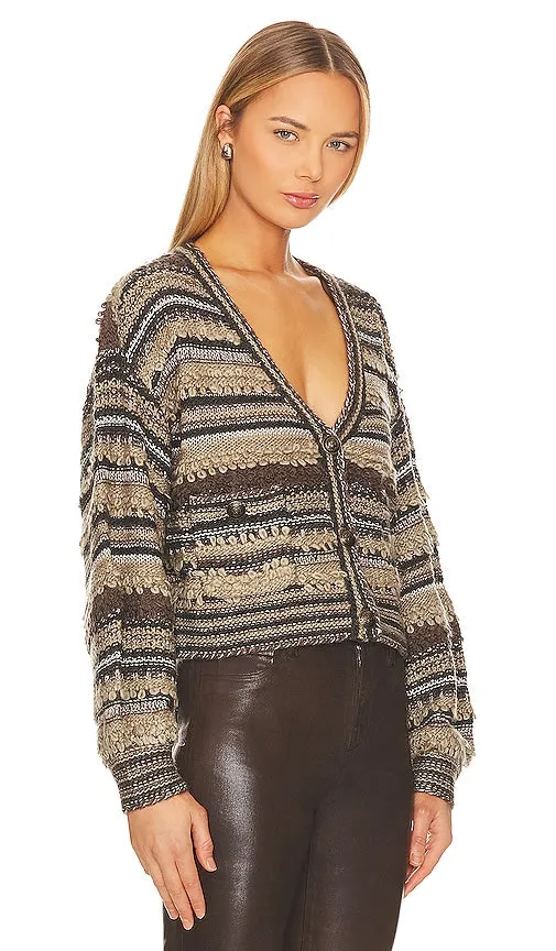 L'AGENCE Harriet Blouson Cardigan in Brown