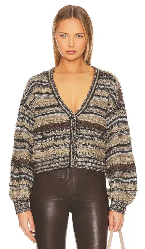 L'AGENCE Harriet Blouson Cardigan in Brown