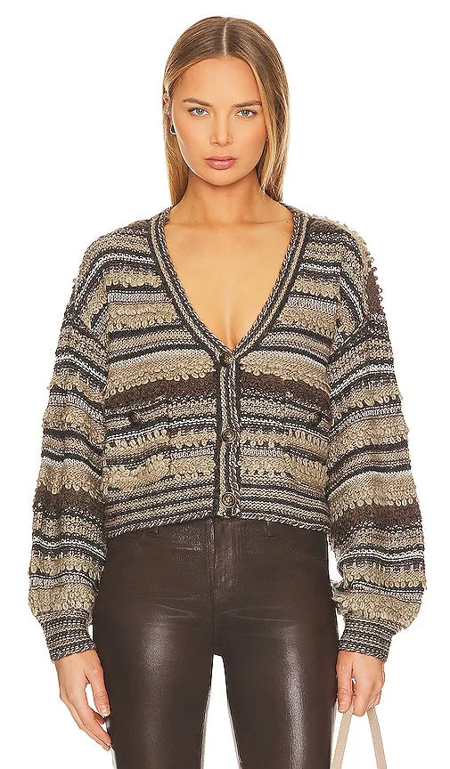 L'AGENCE Harriet Blouson Cardigan in Brown