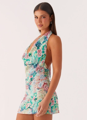 Laid-Back Cowl Mini Dress - Santorini Floral Laid-Back Cowl Mini Dress - Santorini Floral