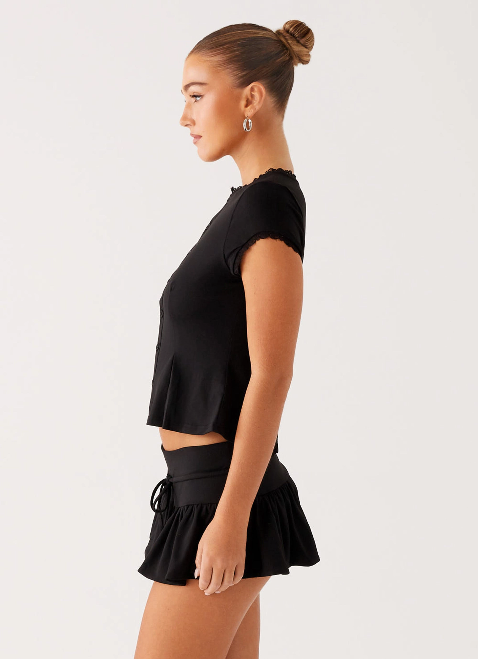 Landon Button Up Top - Black