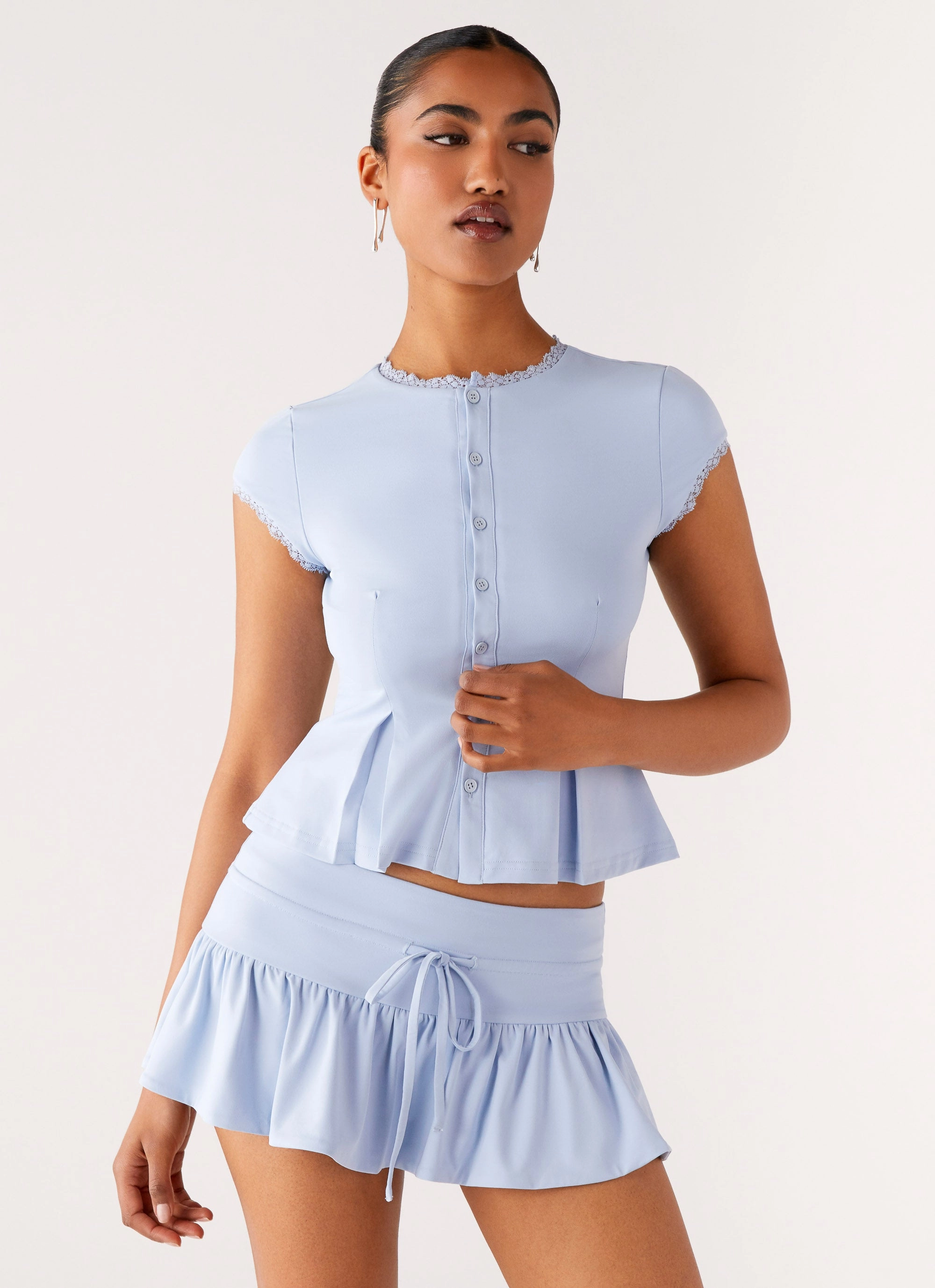 Landon Button Up Top - Blue