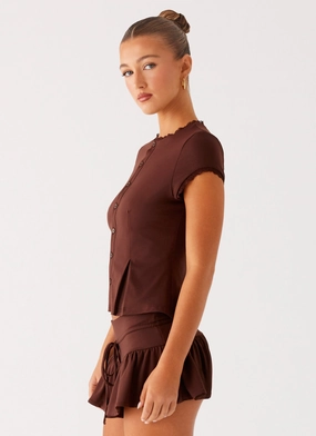Landon Button Up Top - Chocolate Landon Button Up Top - Chocolate