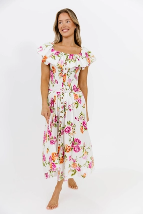 Laney Floral Maxi Dress in White Floral *Final-Sale* Laney Floral Maxi Dress in White Floral *Final-Sale*