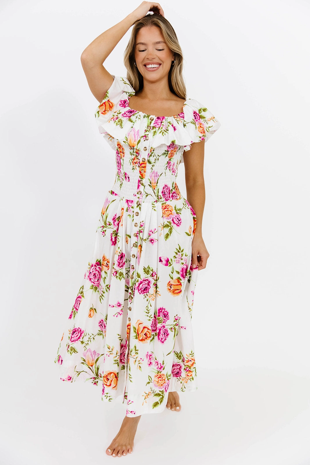 Laney Floral Maxi Dress in White Floral *Final-Sale*