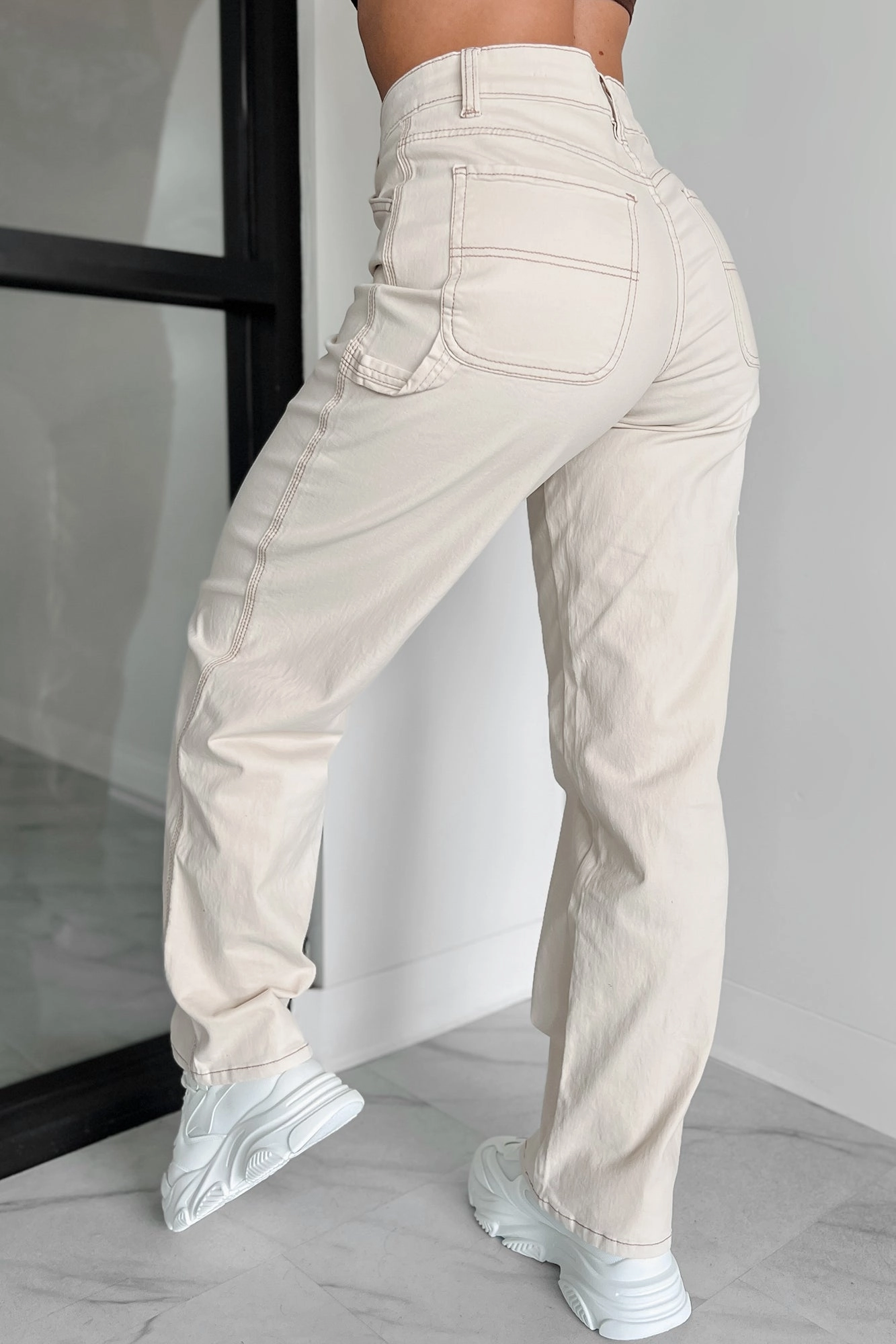 Lark High Rise Straight Leg Carpenter Jeans (Ecru)