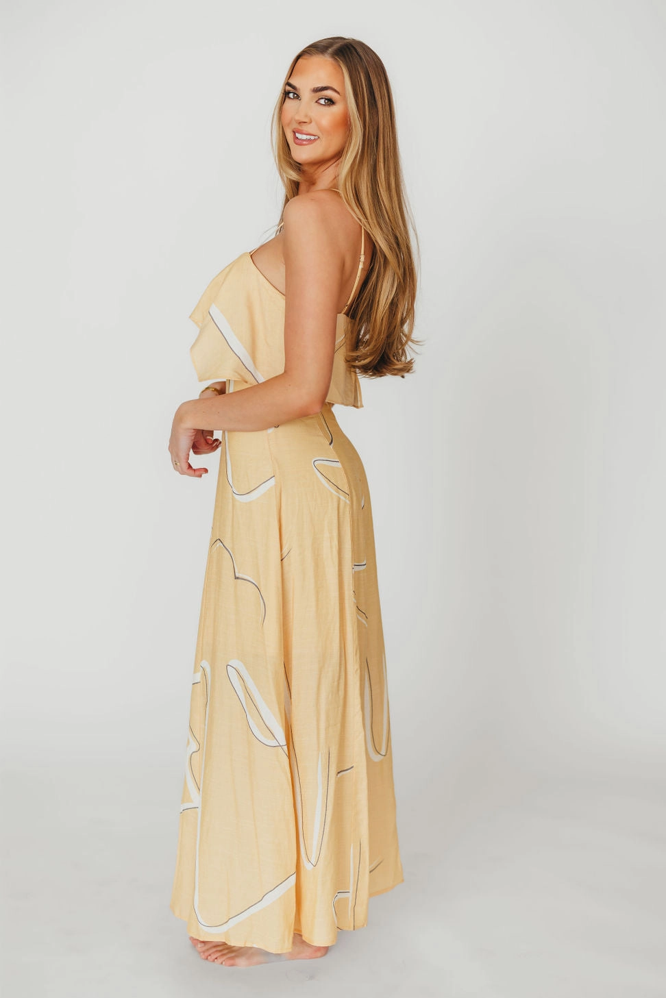 Lark Ruffle Detail Maxi Dress in Mango