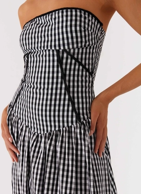 Larnie Midi Dress - Black Gingam Larnie Midi Dress - Black Gingam