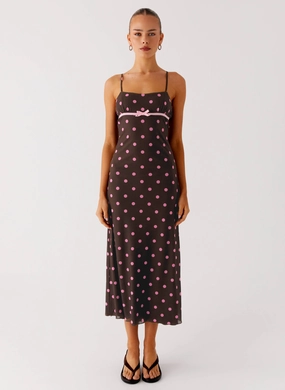 Latto Midi Dress - Chocolate Strawberry Dot Latto Midi Dress - Chocolate Strawberry Dot