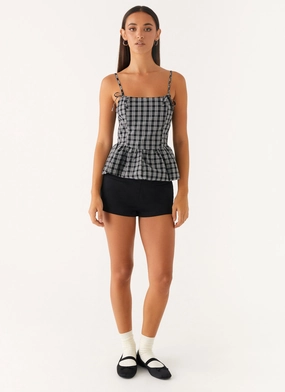 Laura Top - White Black Check Laura Top - White Black Check