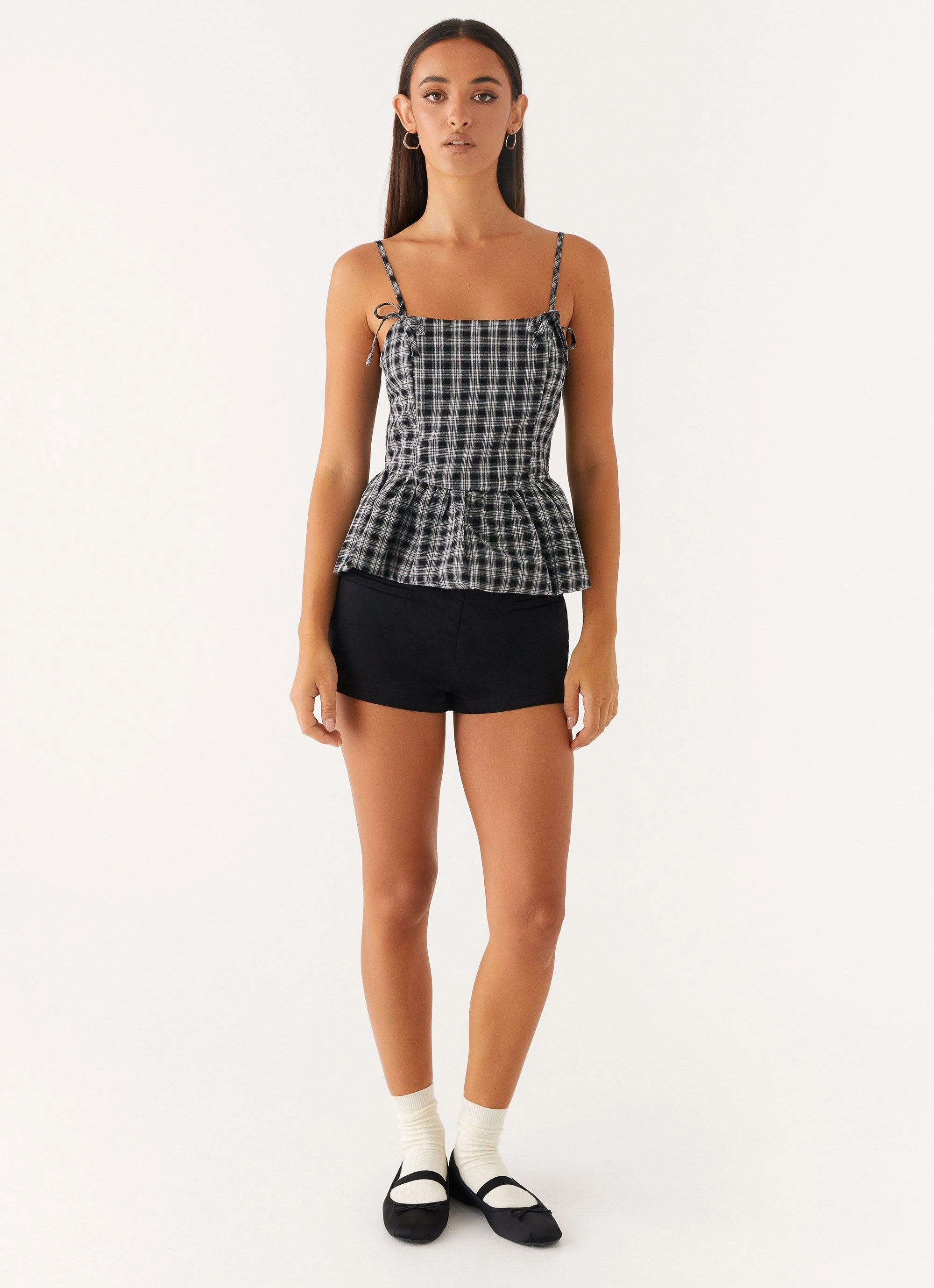 Laura Top - White Black Check