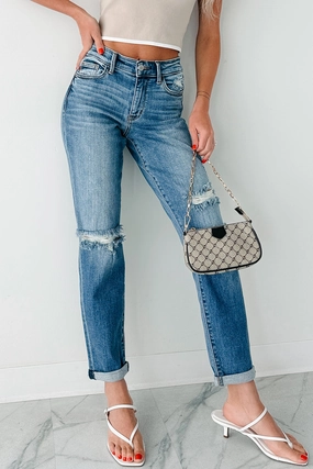 Laurel Mid Rise Judy Blue Distressed Boyfriend Jeans (Medium) Laurel Mid Rise Judy Blue Distressed Boyfriend Jeans (Medium)