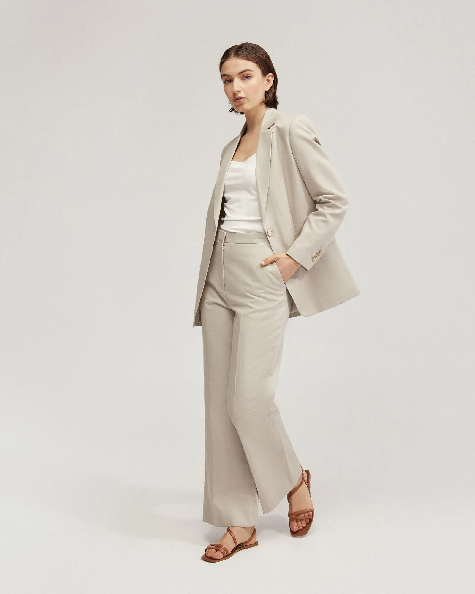 Lauren Linen Blend Wide Leg Pants
