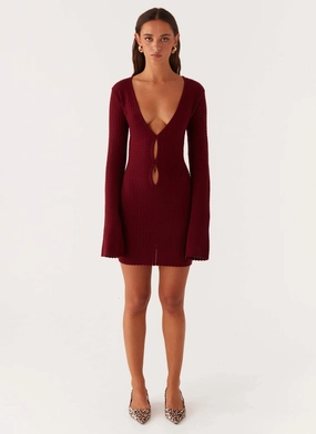 Lavelle Knit Mini Dress - Maroon Lavelle Knit Mini Dress - Maroon