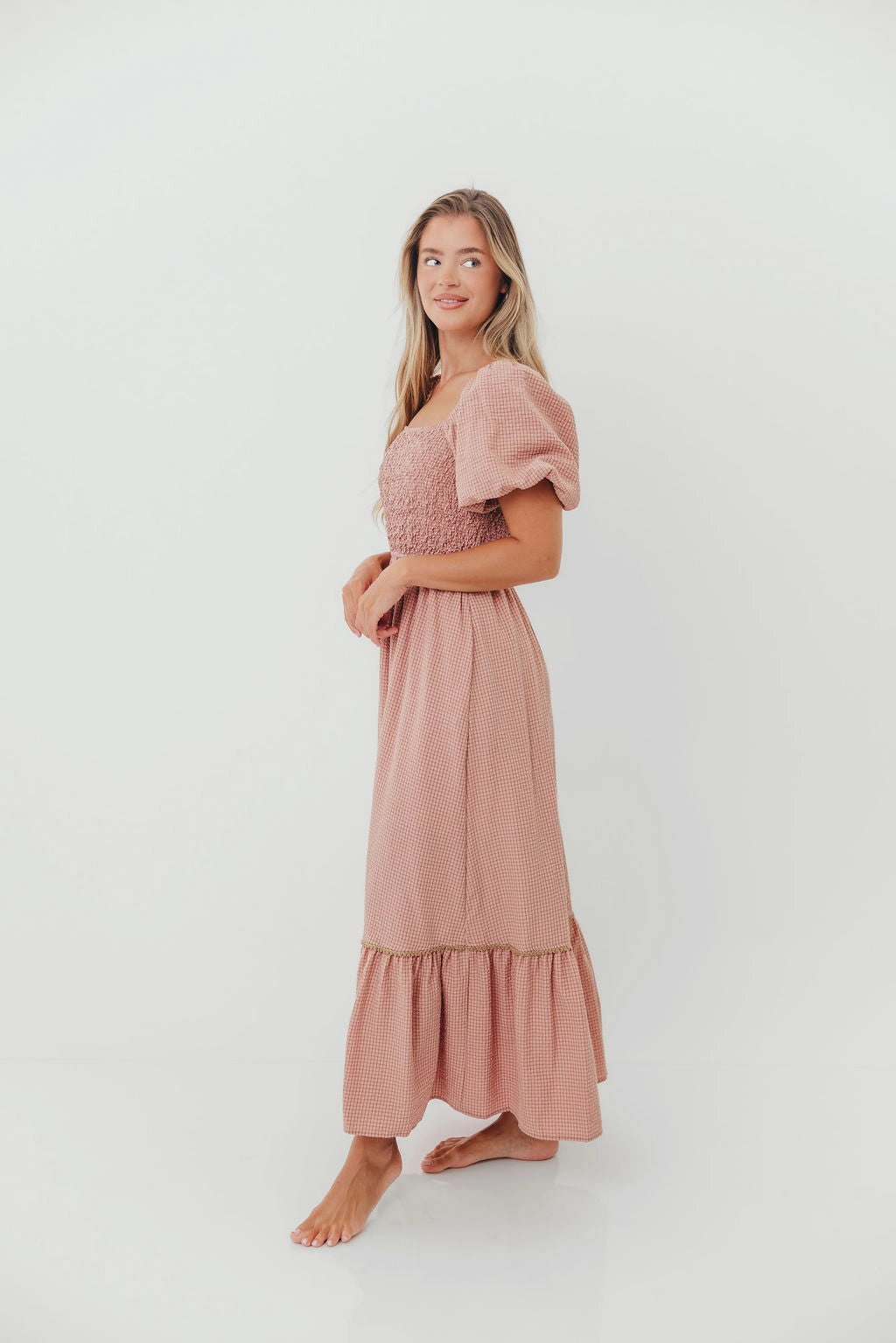 Laverne Special Smocking Maxi Dress in Dusty Rose