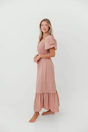 Laverne Special Smocking Maxi Dress in Dusty Rose Laverne Special Smocking Maxi Dress in Dusty Rose