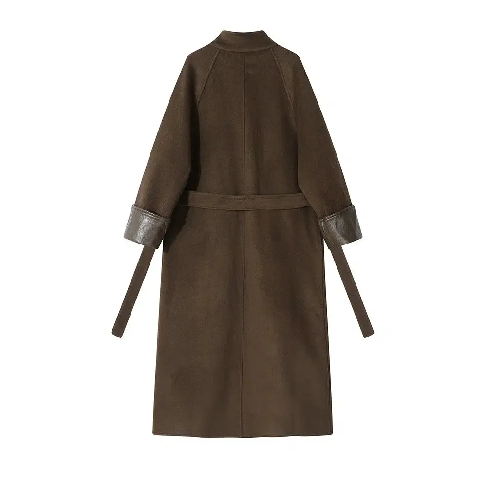 Leather Accents Wool Coats