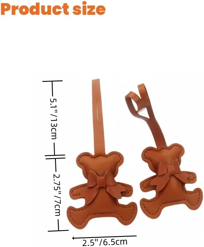 Leather bear bag charm keychain stylish purse pendantcute fashion bag accessories for women