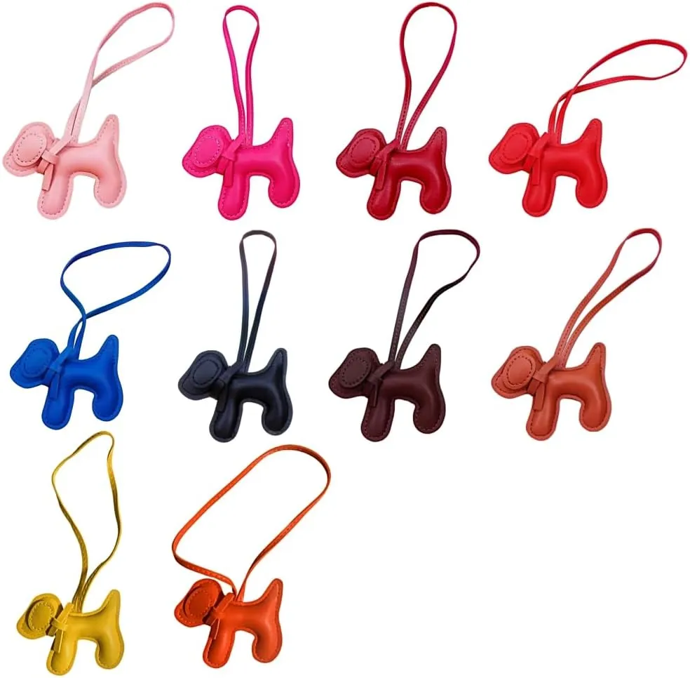 Leather dog bag charm keychain puppy bag purse pendantcute fashion bag accessories for women