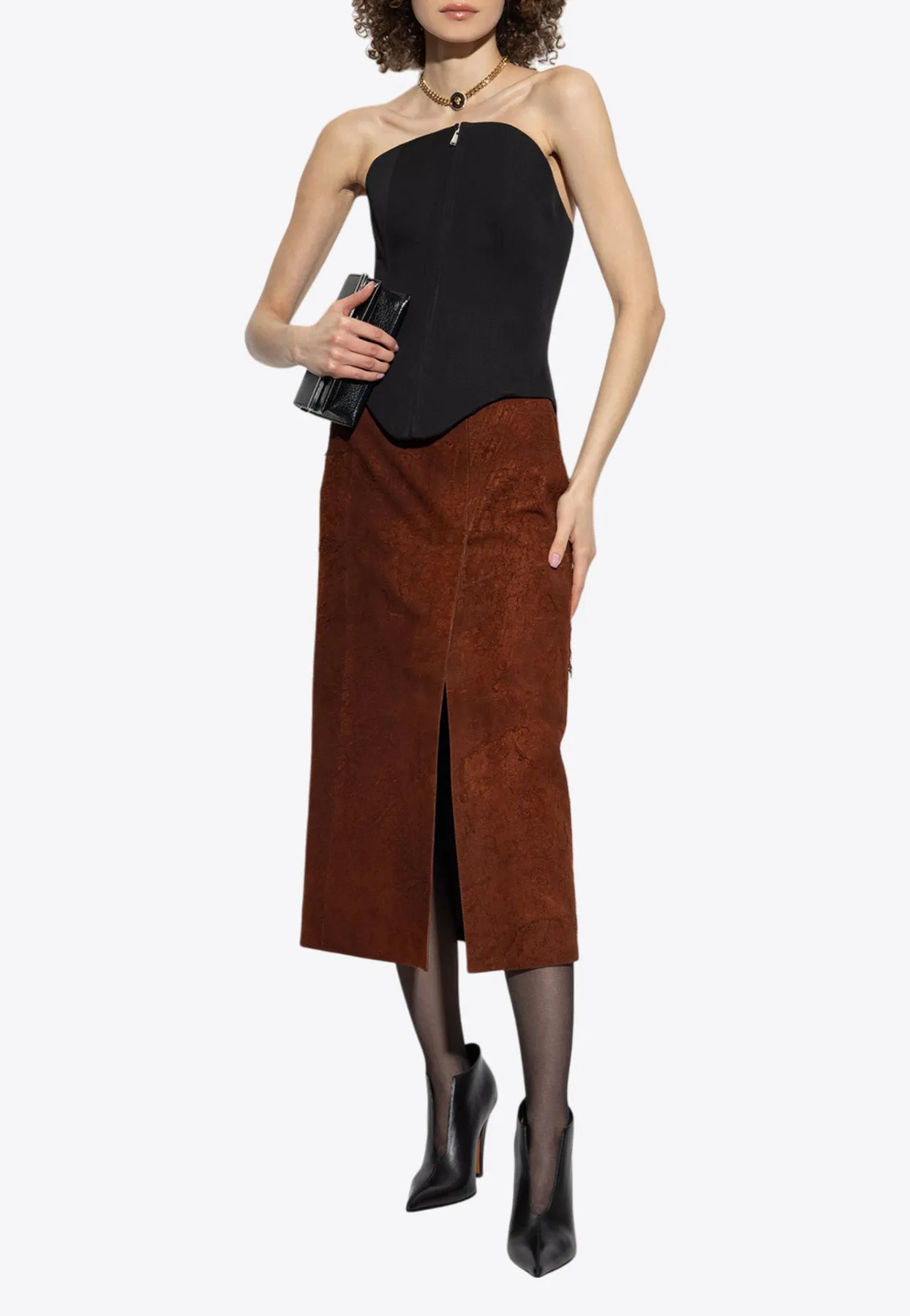 Leather Midi Pencil Skirt
