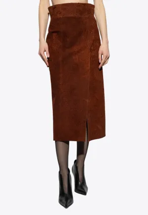 Leather Midi Pencil Skirt