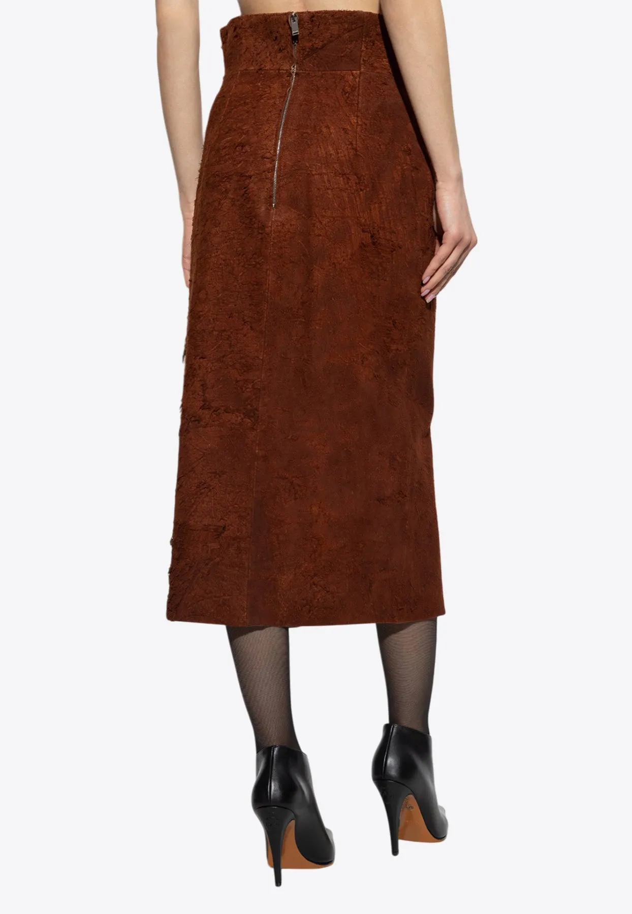 Leather Midi Pencil Skirt