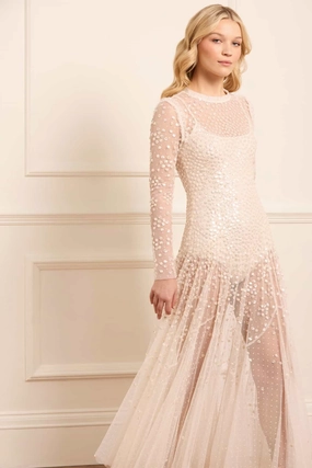 Leila Dot Sheer Ankle Gown Leila Dot Sheer Ankle Gown