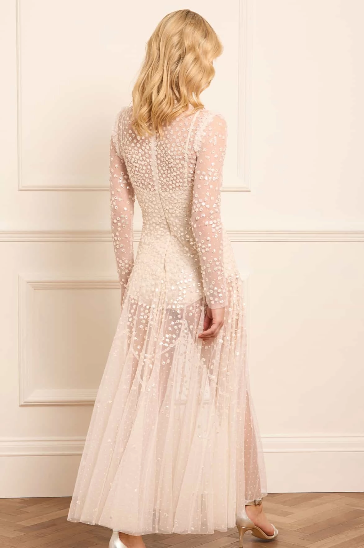 Leila Dot Sheer Ankle Gown