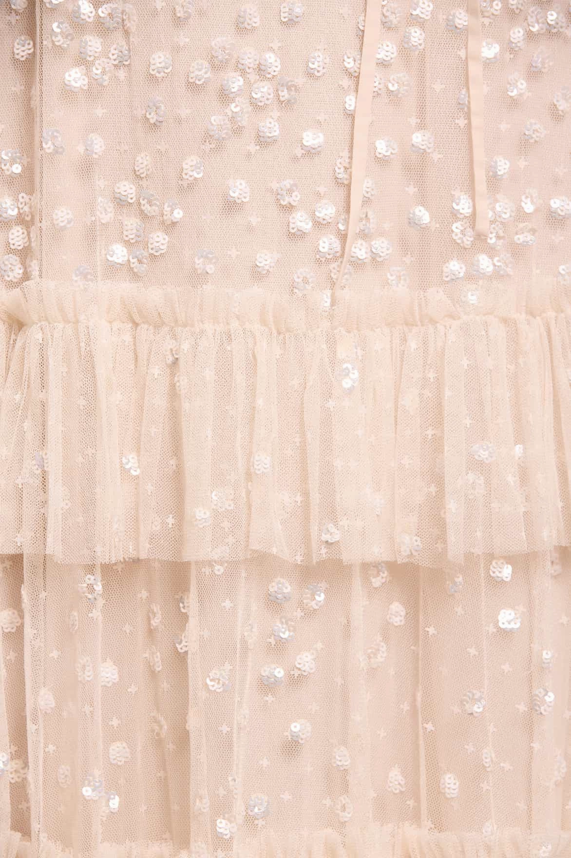 Leila Dot Tiered Cape Ankle Gown