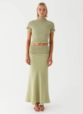 Leilani Maxi Skirt - Khaki Gingham Leilani Maxi Skirt - Khaki Gingham