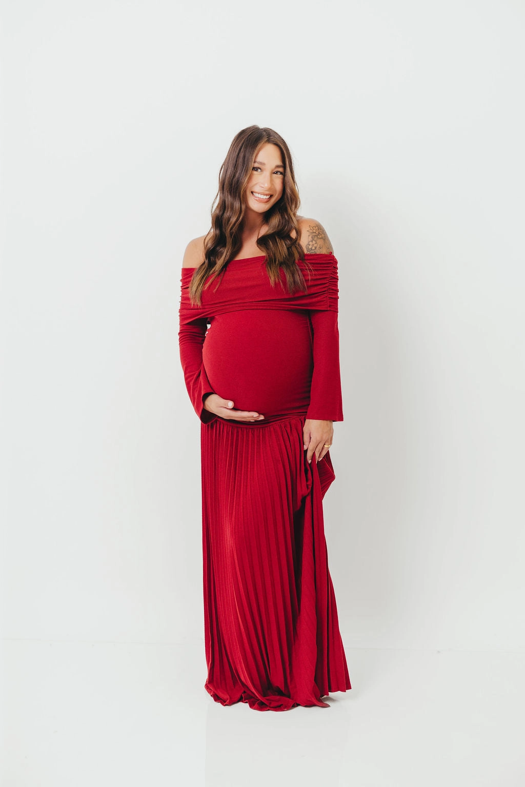 Lennox Long Sleeve Maxi Dress in Red