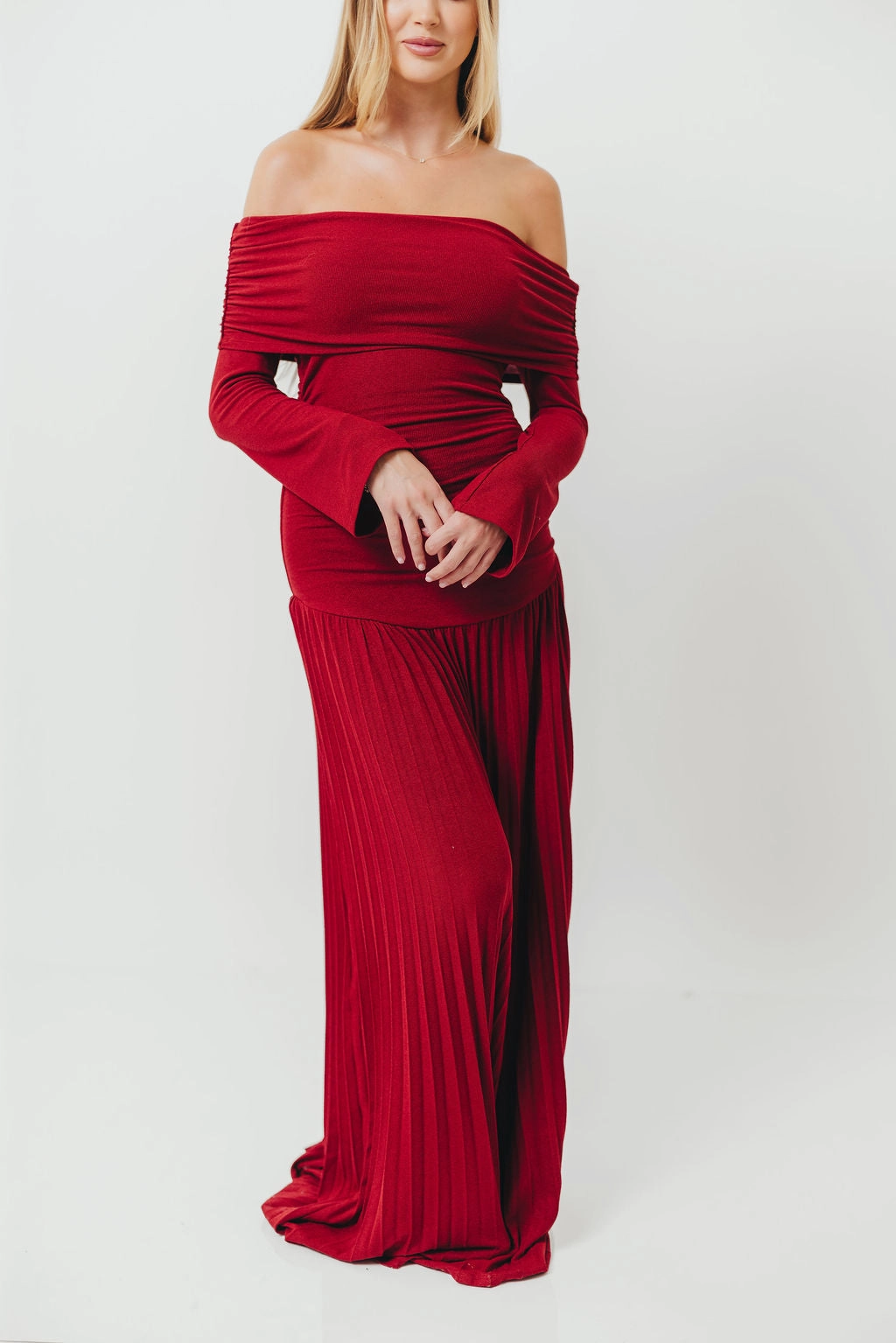 Lennox Long Sleeve Maxi Dress in Red