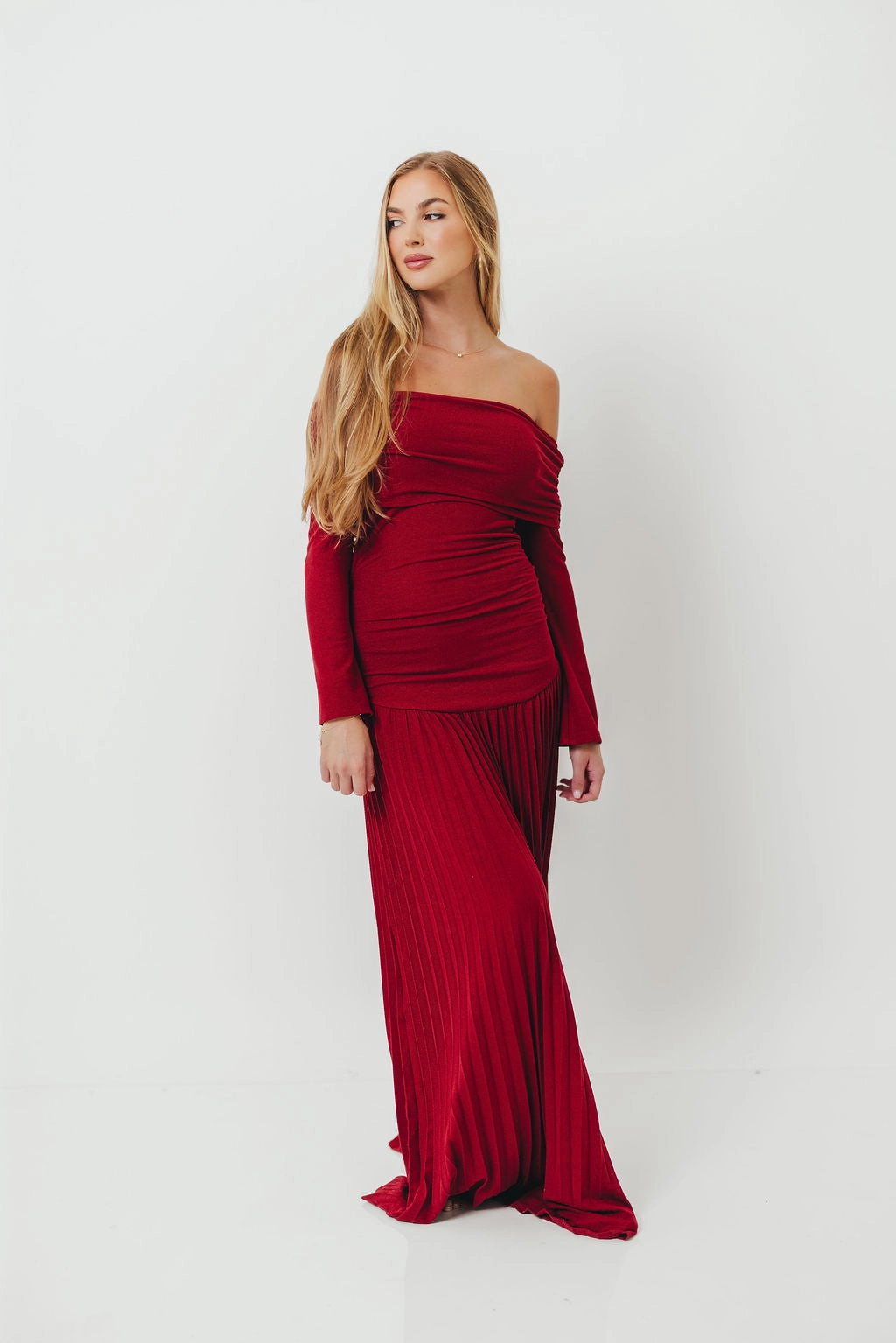 Lennox Long Sleeve Maxi Dress in Red
