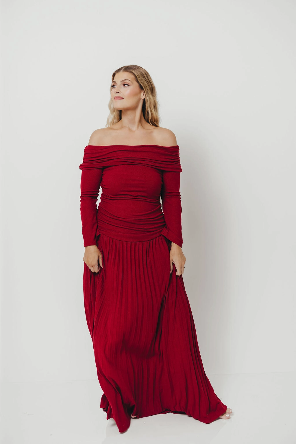 Lennox Long Sleeve Maxi Dress in Red