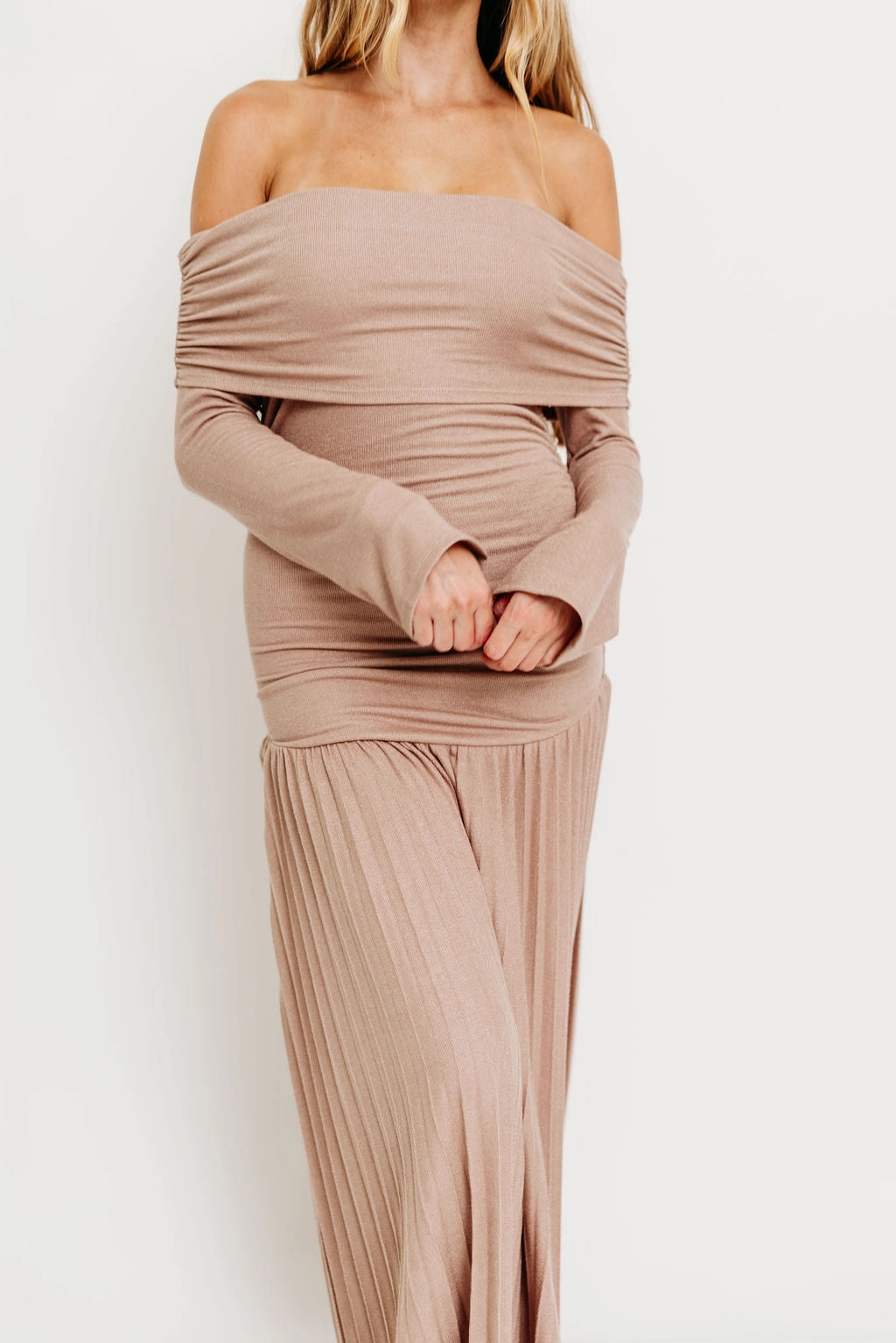Lennox Long Sleeve Maxi Dress in Taupe