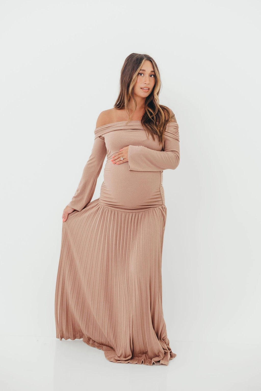 Lennox Long Sleeve Maxi Dress in Taupe