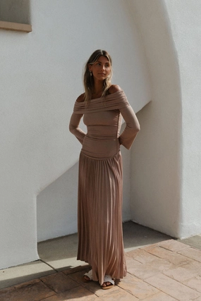 Lennox Long Sleeve Maxi Dress in Taupe Lennox Long Sleeve Maxi Dress in Taupe