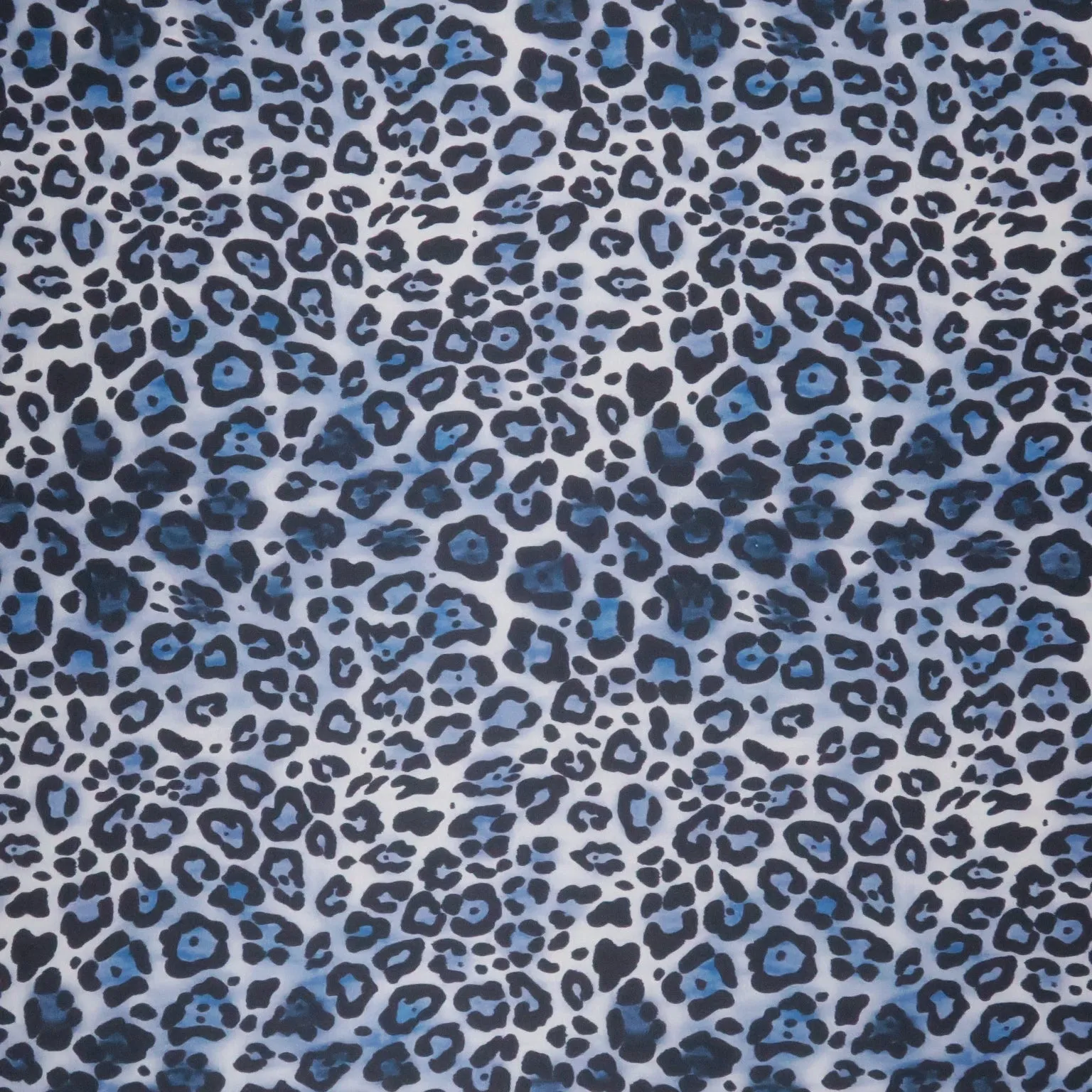 Leopard Navy Print Stretch Printed Satin Silk Fabric