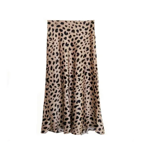 Leopard/Floral Print Satin Midi Skirts