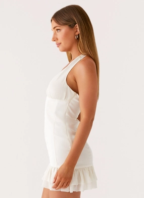 Lets Pretend Halterneck Mini Dress - Cream Lets Pretend Halterneck Mini Dress - Cream