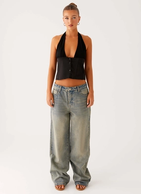 Lets Pretend Halterneck Top - Black Lets Pretend Halterneck Top - Black