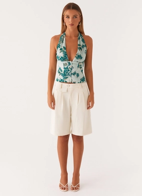 Lets Pretend Halterneck Top - Cloud Nine Floral Lets Pretend Halterneck Top - Cloud Nine Floral