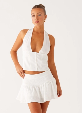 Lets Pretend Halterneck Top - White Lets Pretend Halterneck Top - White