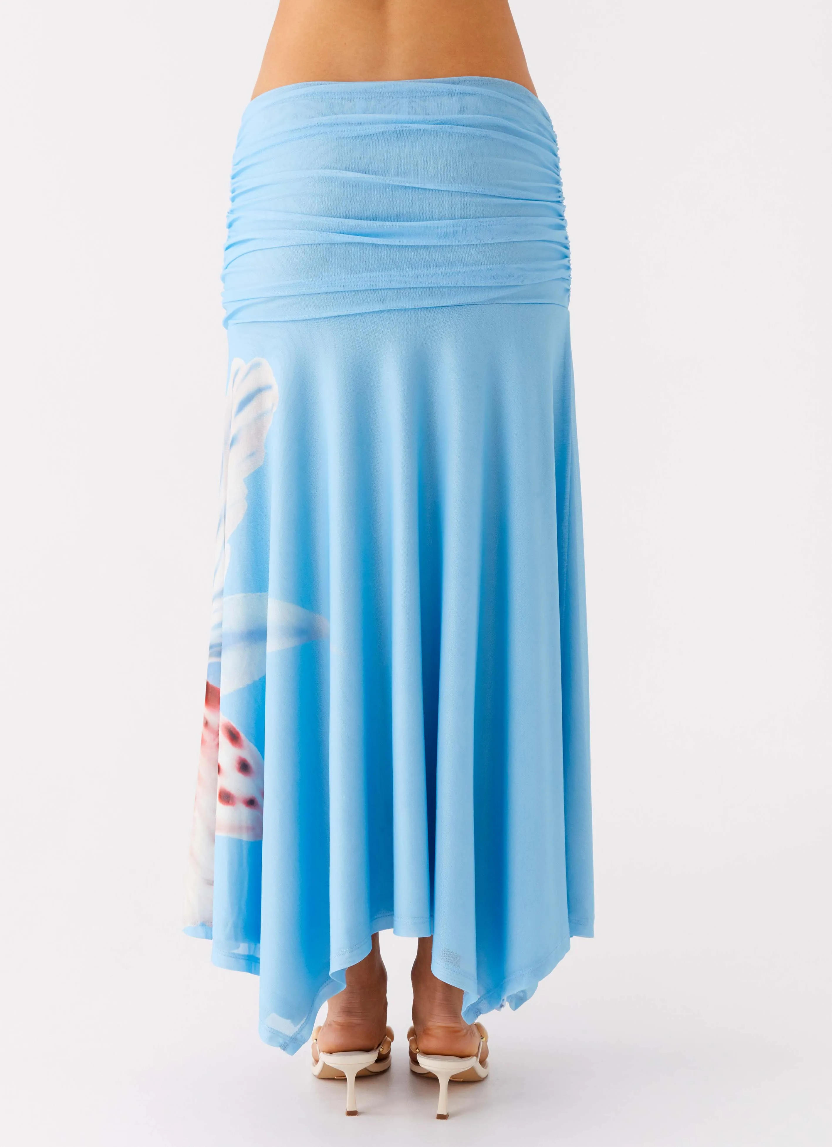 Liana Ruched Maxi Skirt - Deep Sea Bloom
