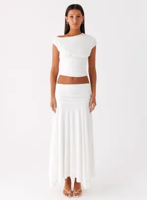 Liana Ruched Maxi Skirt - White Liana Ruched Maxi Skirt - White